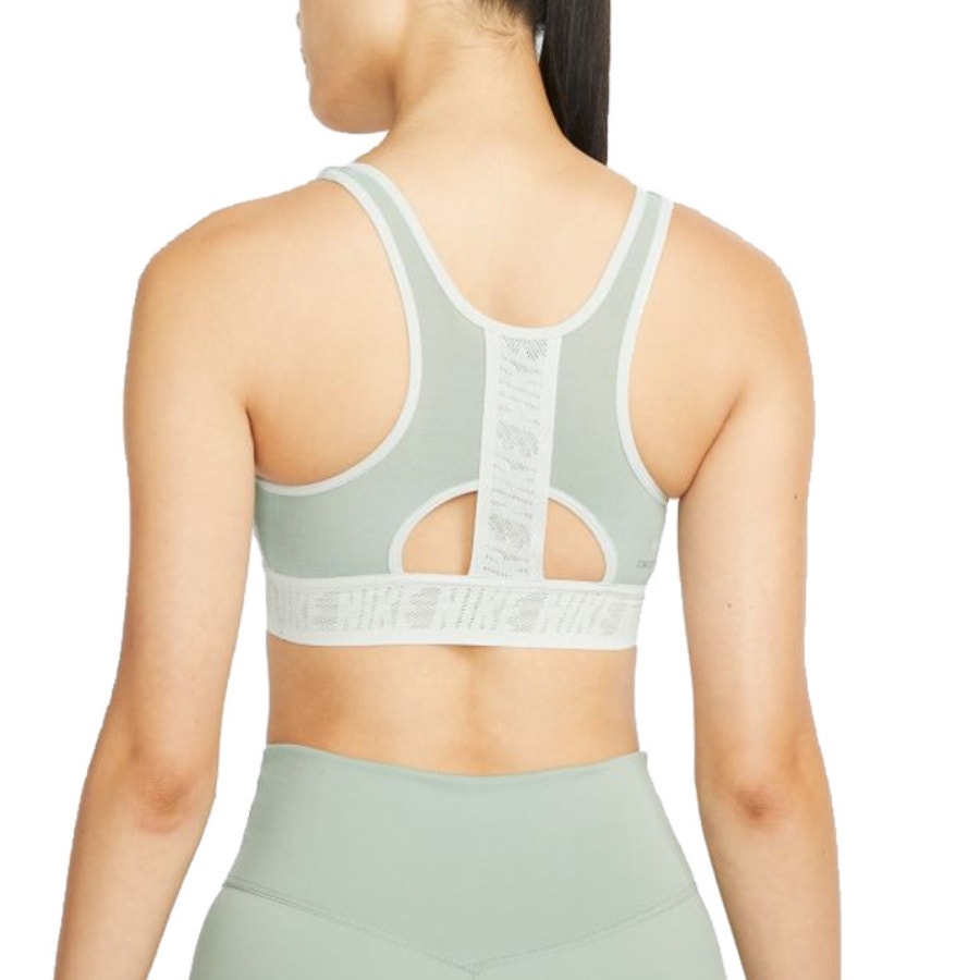 Nike Dri-FIT Swoosh UltraBreathe Sports Bra Scoop Neck Green Gray Womens Size M