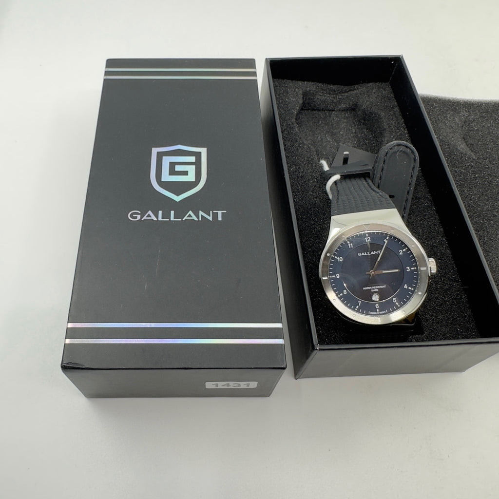 Gallant Wrist Watch Swiss Quartz Stainless Steel Blue Black Silver Mens OS