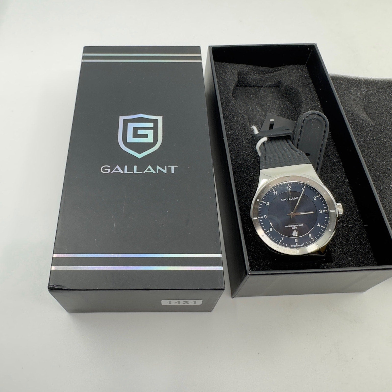 Gallant Wrist Watch Swiss Quartz Stainless Steel Blue Black Silver Mens OS
