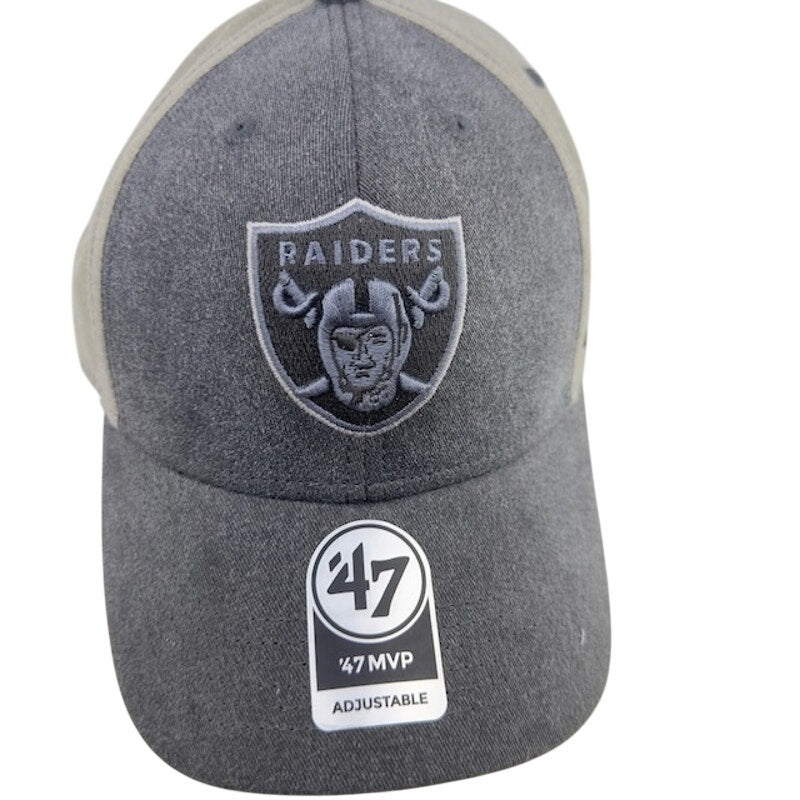 '47 Brand NFL Las Vegas Raiders MVP Adjustable Hat Embroidered Gray Mens OS