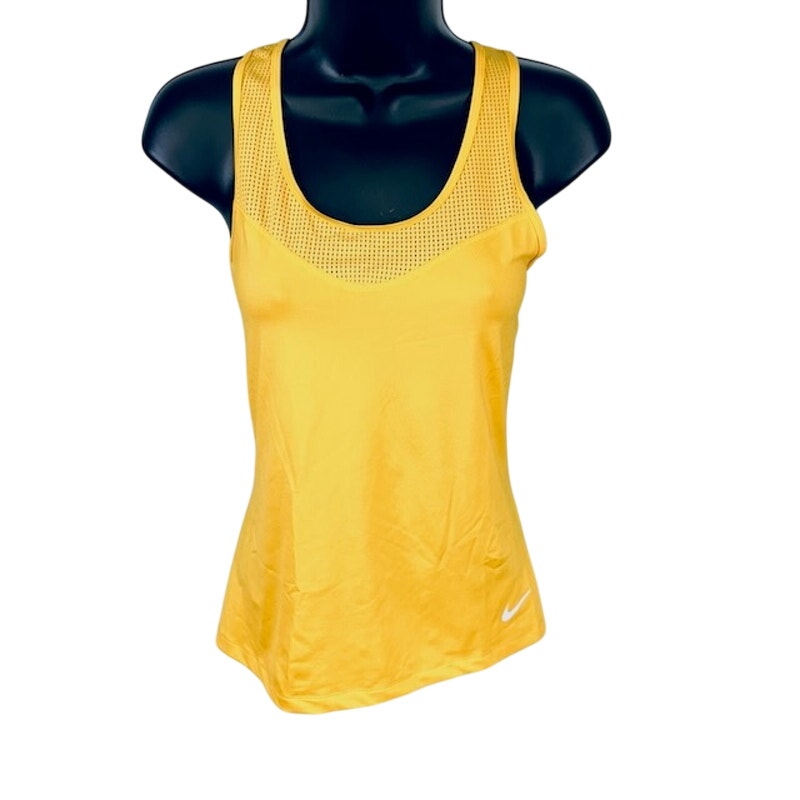 Nike Pro Hypercool Compression Tank Top Racerback Mesh Yellow Womens Small