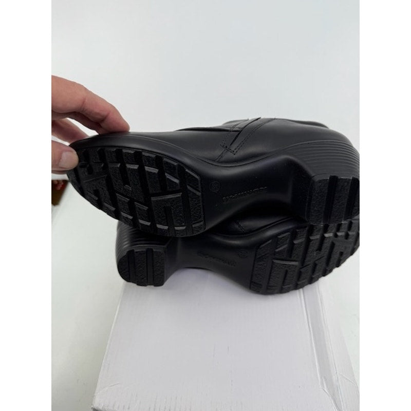 Romika Leather Ankle Loafer Shoes Block Heels Side Zipper Black Womens Size 37