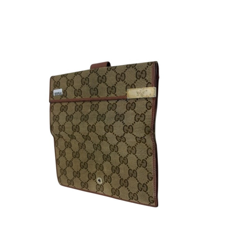 Gucci Vintage Wallet GG Monogram Canvas Leather Long Wallet Brown Made in Italy