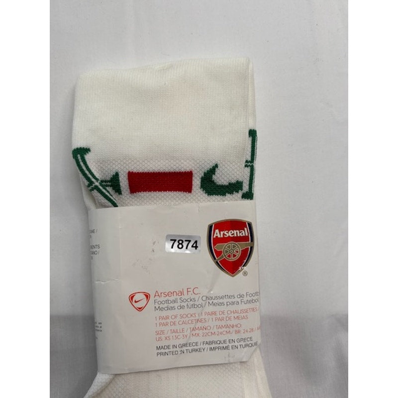 Nike Arsenal FC Football Socks Knee-High Logo Print White Youth XS /13C-3Y