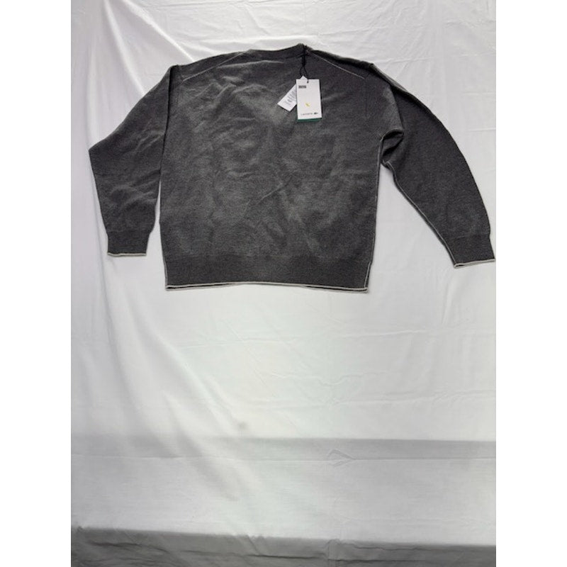 Lacoste Cardigan Sweater Low Cut V-Neck Button-Up Heather Agate Mens Size 36