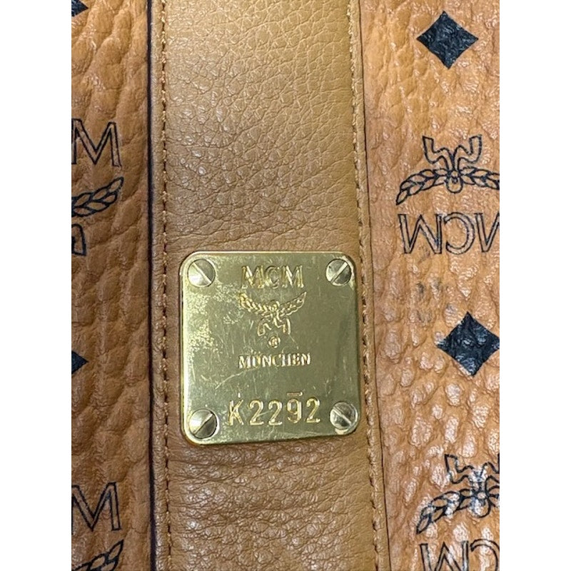 MCM Liz Reversible Visetos Cognac Shopper Tote Bag With Wallet Set Brown Large