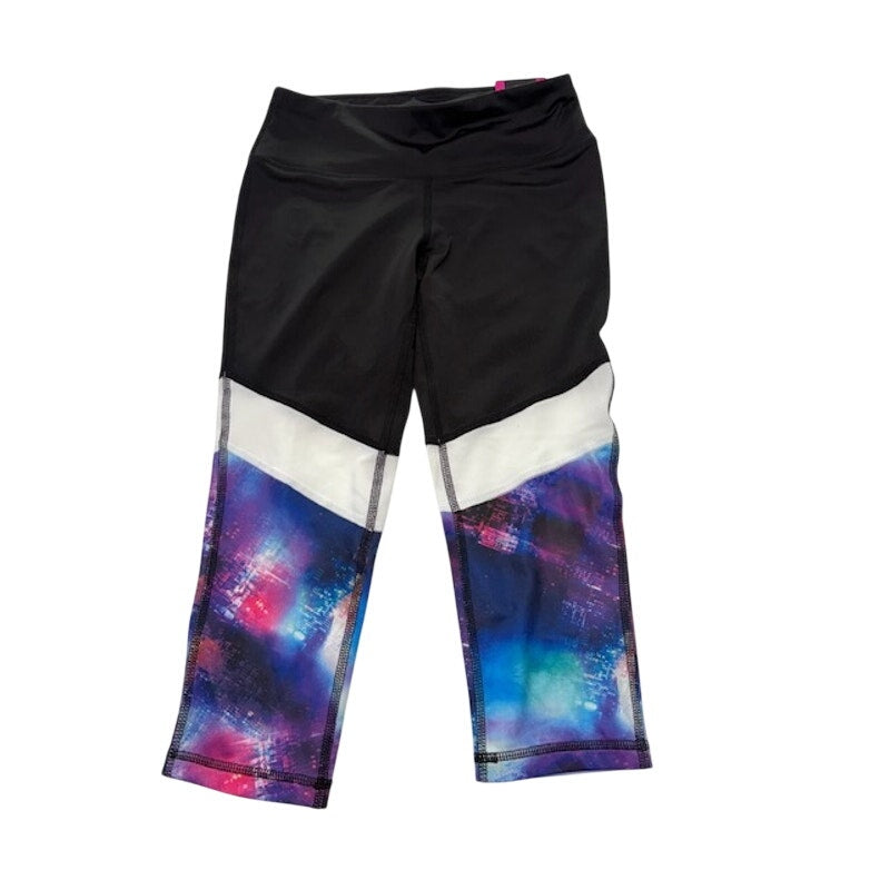 Material Girl Active Crop Leggings Colorblock Galaxy Print Black Womens XS