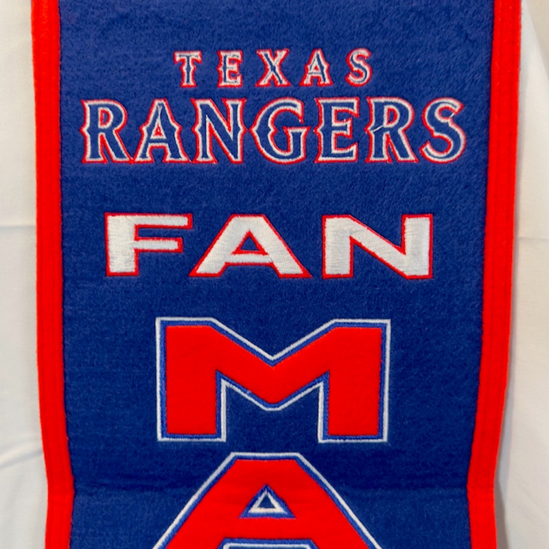 Winning Streak Sports Texas Rangers Banner Wool Fan Man Cave Blue Red 8x32