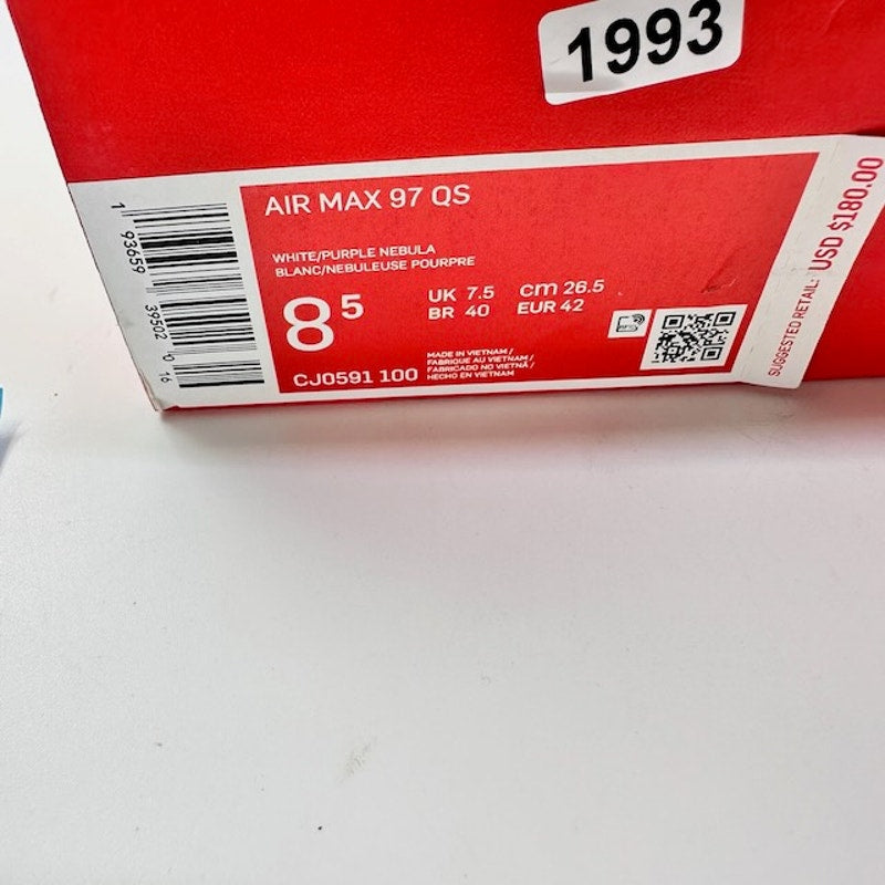 Nike Air Max 97 QS 2020 Easter Shoes CJ0591-100 White Purple Nebula Mens 8.5
