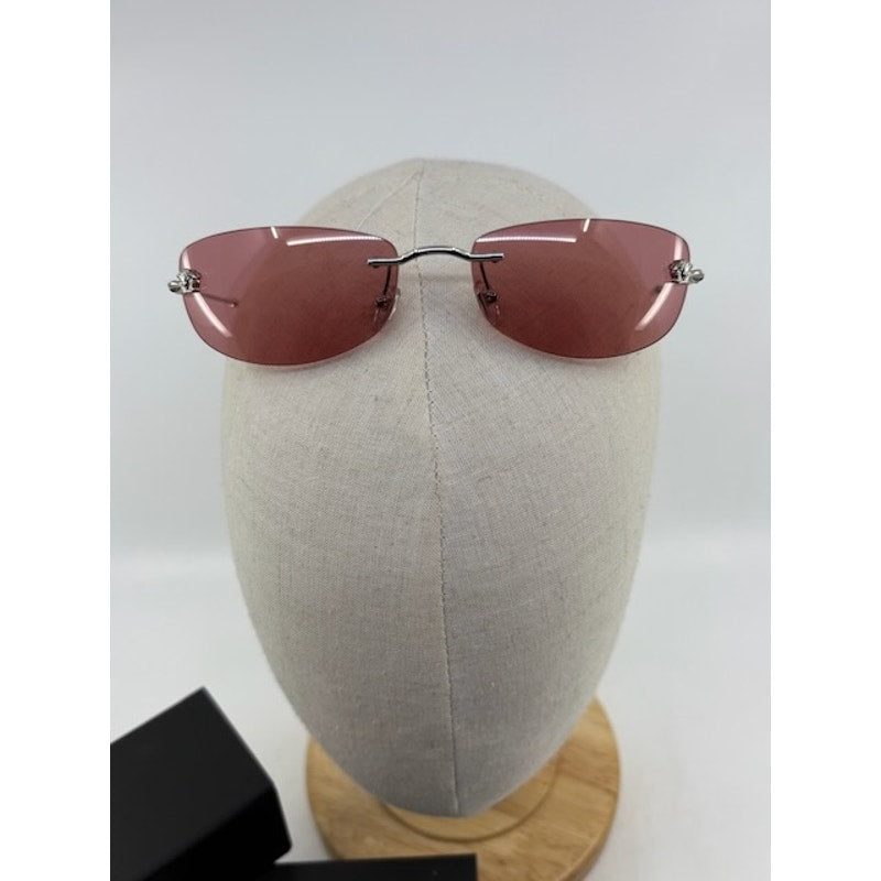 Versace Rimless Sunglasses Pink Lens Silver Frame Luxury Eyewear Womens OS