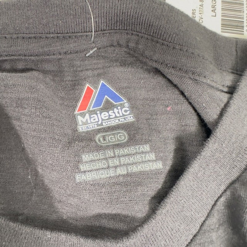 Majestic NFL Las Vegas Raiders T Shirt Short Sleeves Graphic Gray Mens Size L