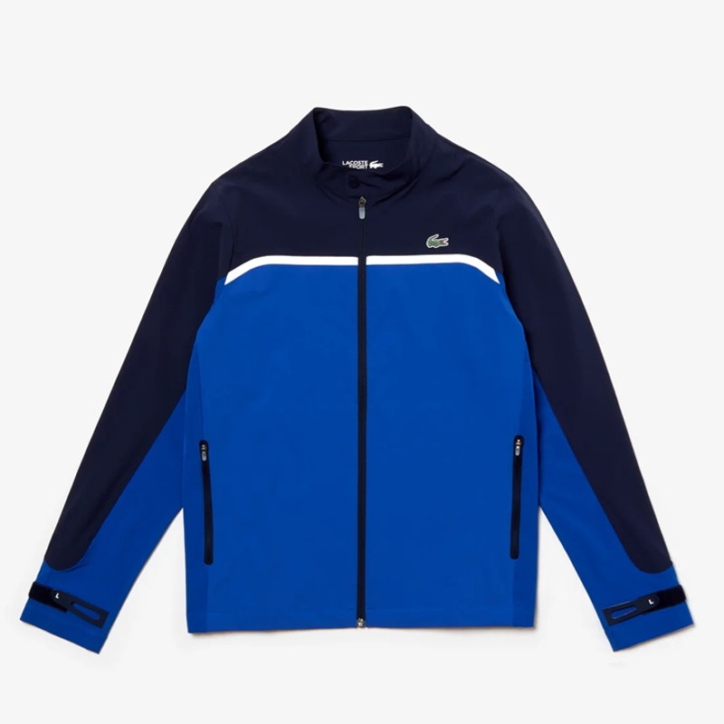 Lacoste Color-Blocked Golf Swing Top Jacket Full-Zip Blue Mens Size 50 - M