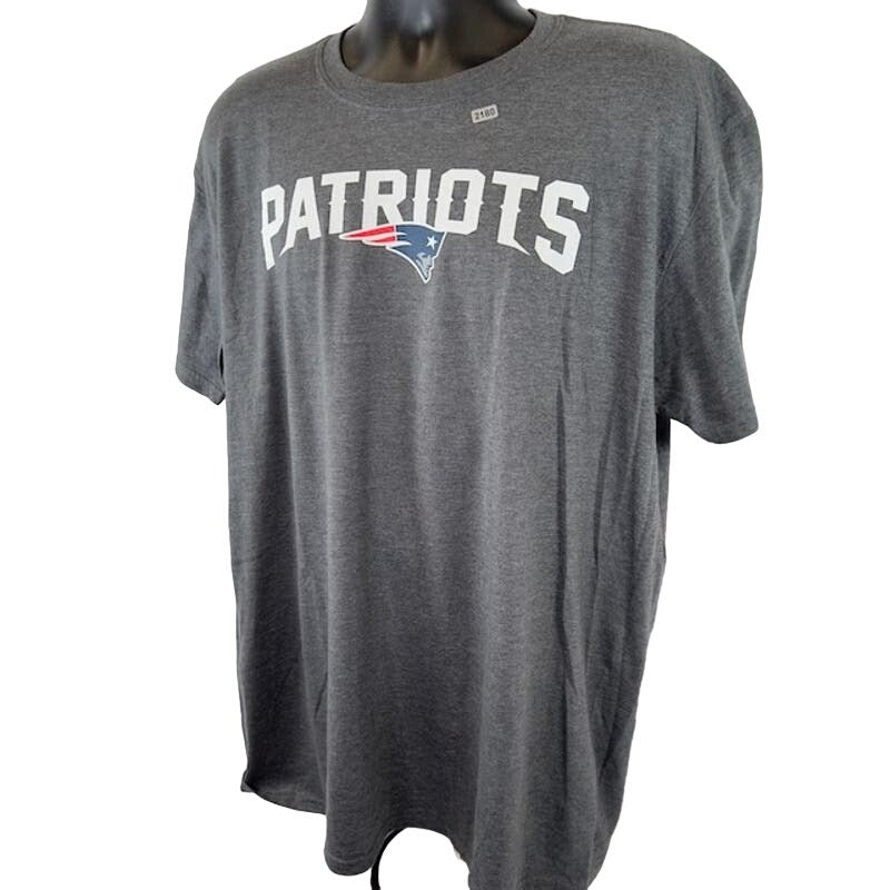 Majestic New England Patriots Double Down T-Shirt Short Sleeve Gray Mens Size XL