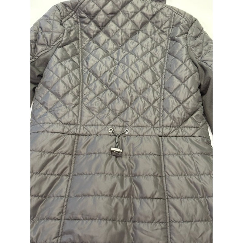 Sebby Hooded Water-Resistant Diamond Quilted Hooded Coat Black Womens Size S