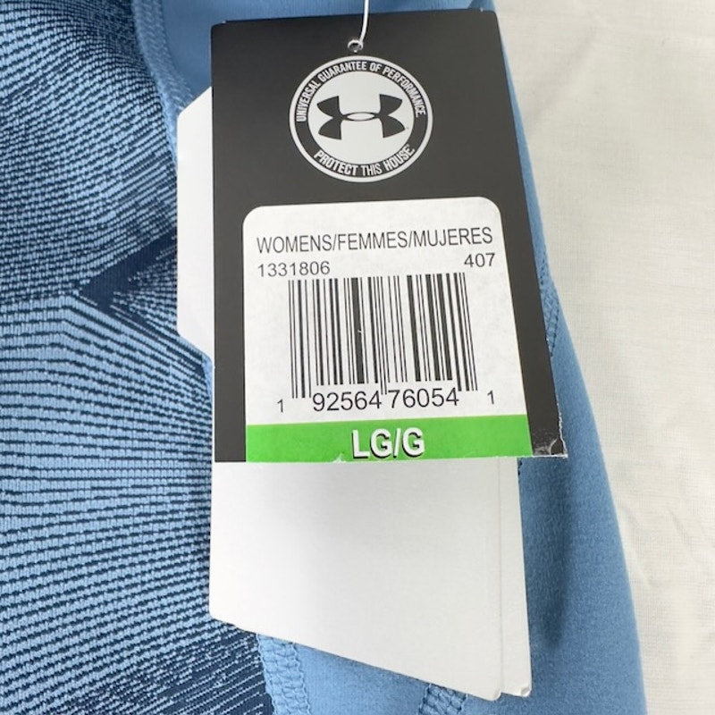 Under Armour UA Heatgear Fitted Leggings Geometric Pattern Blue Womens L