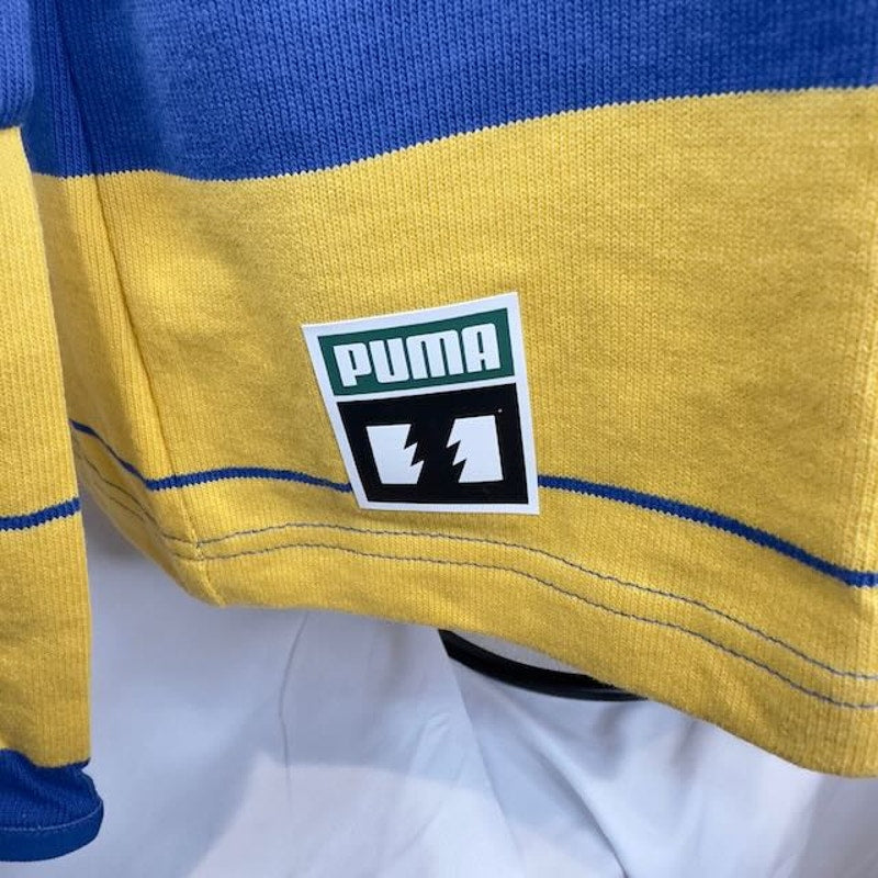 The Hundreds X Puma Polo Crew Shirt Olympian Blue Striped Blue Yellow Mens M