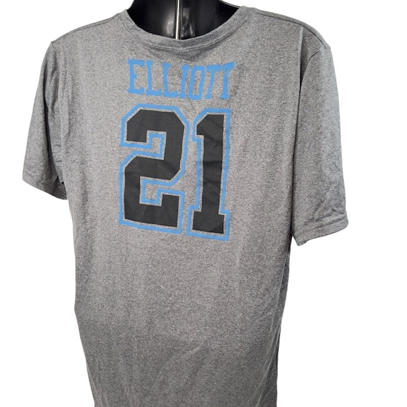 Dallas Cowboys NFL Ezekiel Elliott #21 T-Shirt Crew Neck Heather Gray Mens L