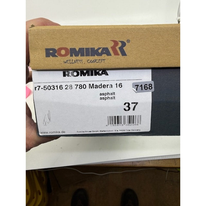 Romika Madera 16 Sneakers Leather Suede Lace-Up Shoes Asphalt Womens Size 37