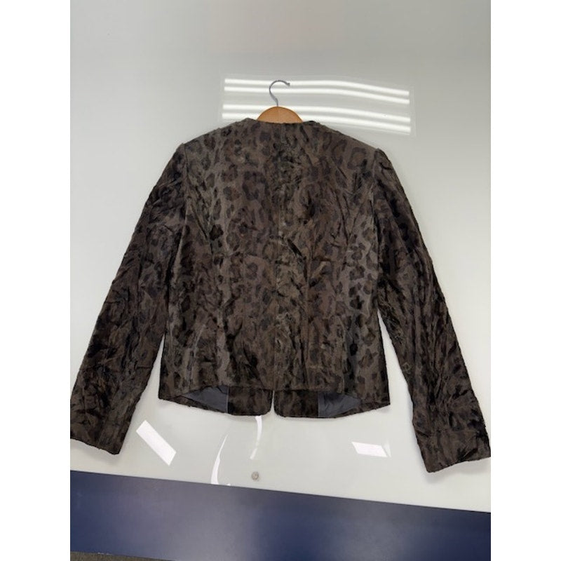 Brooks Brothers Faux Calf Hair Animal Print Jacket Brown/Black Womens Size 8