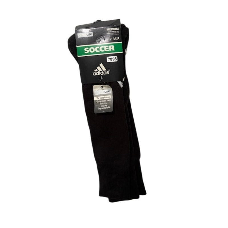 2 Pairs Adidas Climalite Soccer Socks Over The Calf Black/White Adult Size M