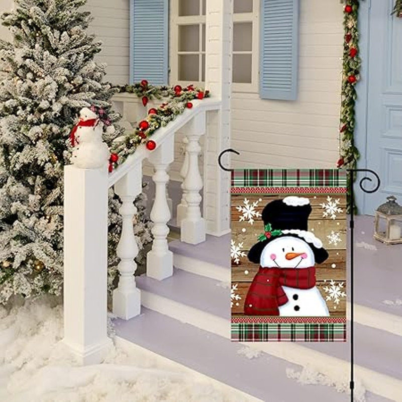 Morigins Smile Snowman Garden Flag Yard Holiday Christmas Decor 12"X18"