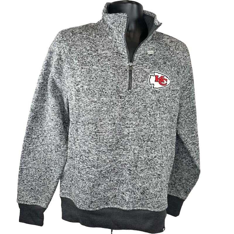 '47 Kansas City Chiefs Encore Kodiak 1/4 Zip Sweatshirt Charcoal Mens Size S