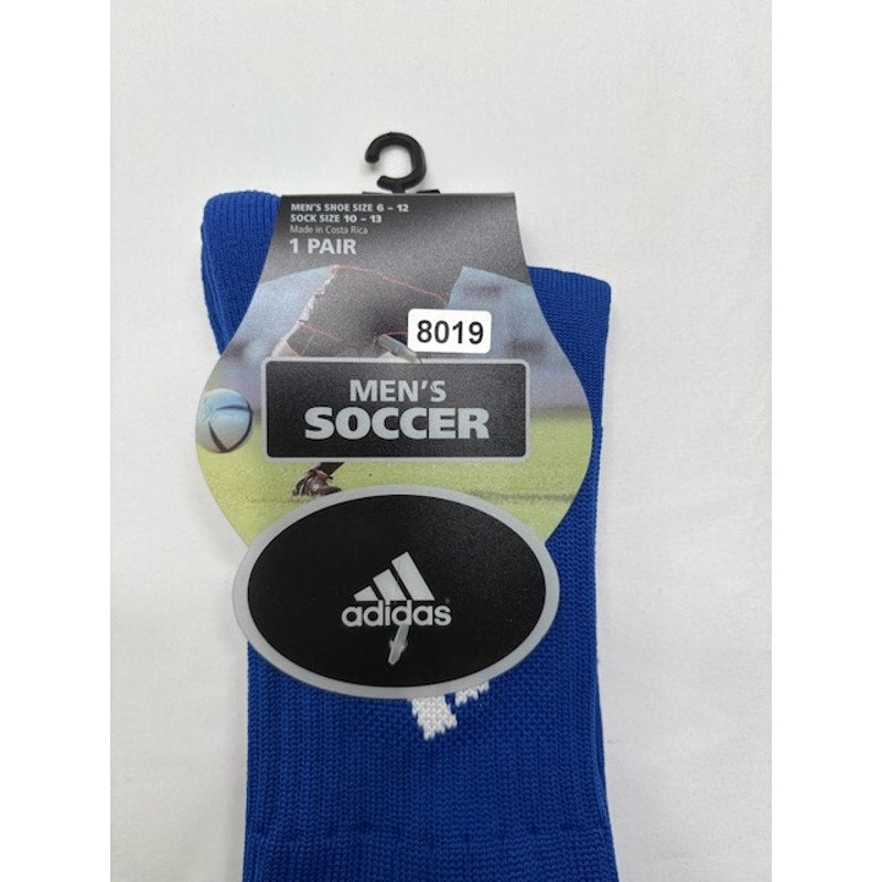 NEW Adidas Soccer Socks 3 Stripe Cuff Knee High Blue/White Mens Shoe Size 6-12