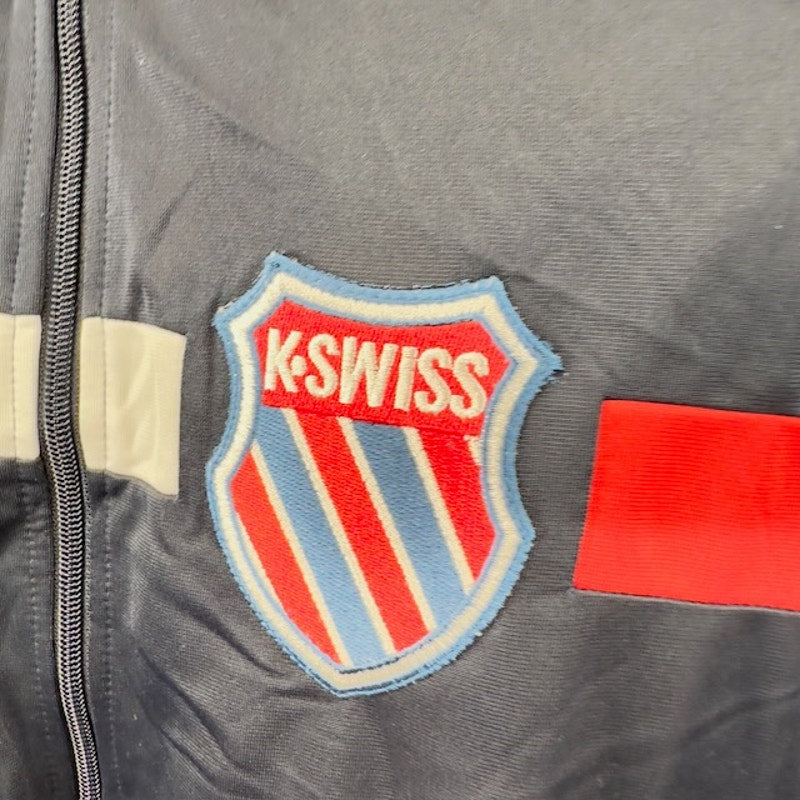 K-Swiss Old Goods Track Jacket Long Sleeve Zip-Up Athletic Fit Navy Mens Size XL