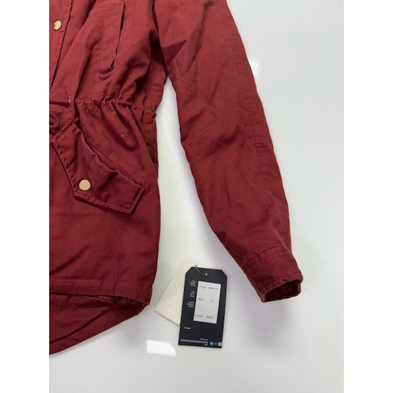 Collection B Hooded Anorak Jacket Twill Full-Zip Brick Junior Womens Size S