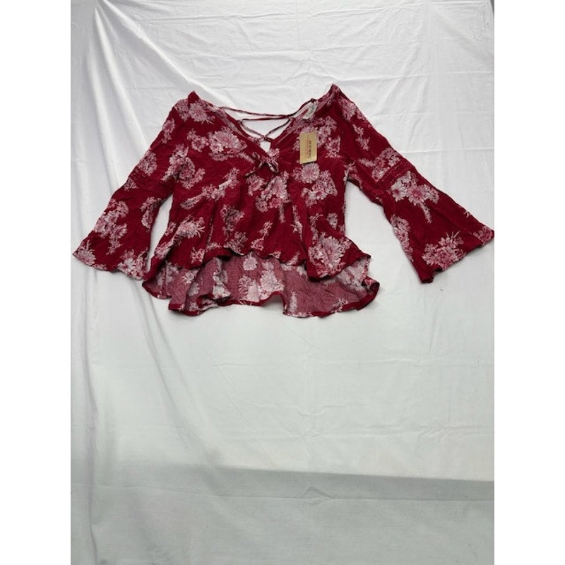 American Rag Cie High-Low Floral-Print Peasant Top Biking Red Combo Size XS