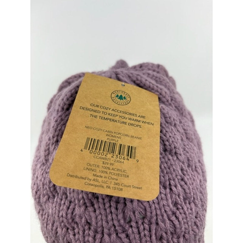 Northeast Outfitters Neo Cozy Cabin Popcorn Beanie Knit Hat Womens Purple OS
