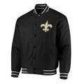 NFL New Orleans Saints Ultra Game Full-Snap Bomber Jacket Black Mens Size S