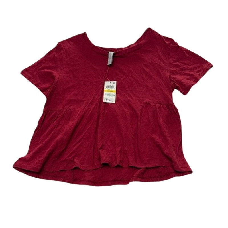 American Rag Cie Peplum Tee Short Sleeve Biking Red Brick Womens Size M