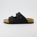 Cushionaire Lane Slide Sandals Suede Insole Faux Leather Black Mens 8.5M