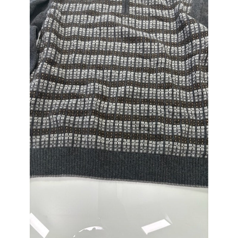 Casa Moda Knitted Striped Quarter Zip Sweater Wool Blend Gray Mens Size L