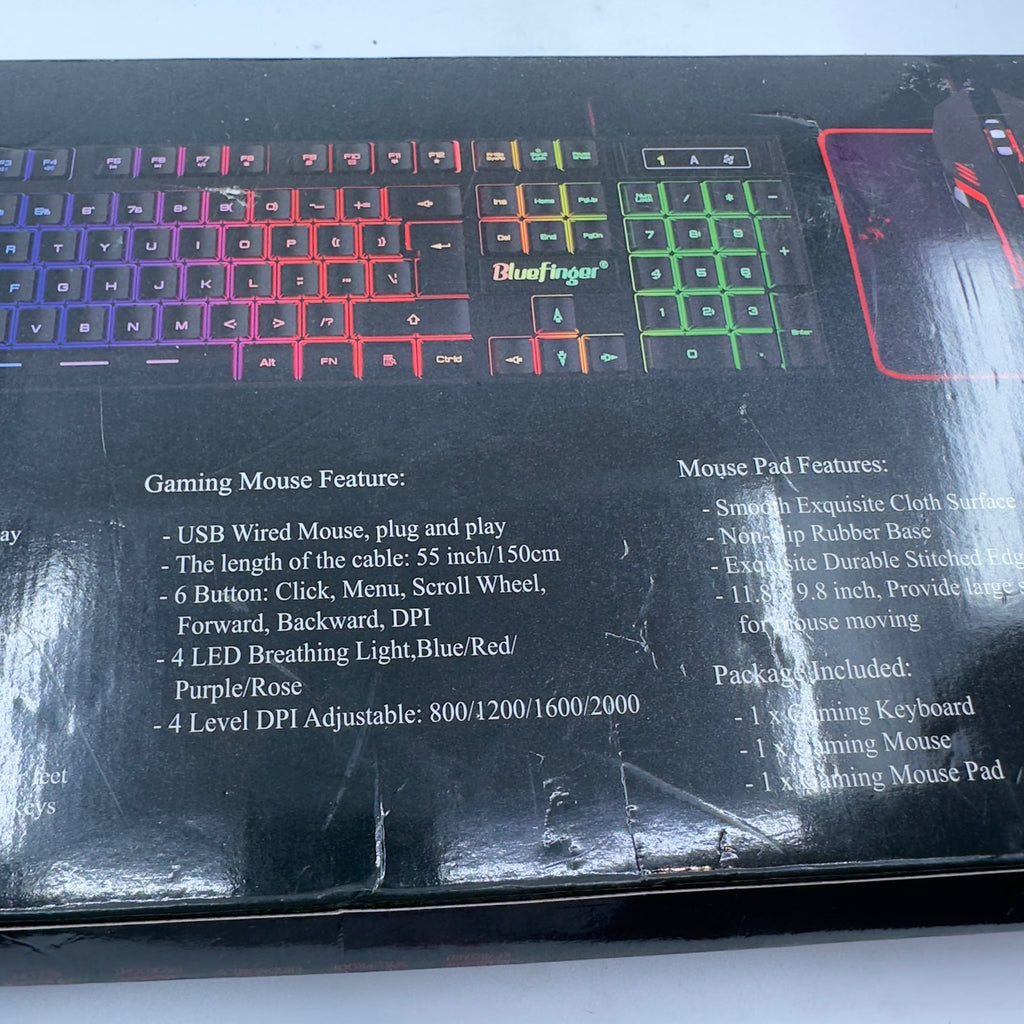 BlueFinger RGB Gaming Keyboard & Backlit Mouse Combo, USB Wired Gaming Set