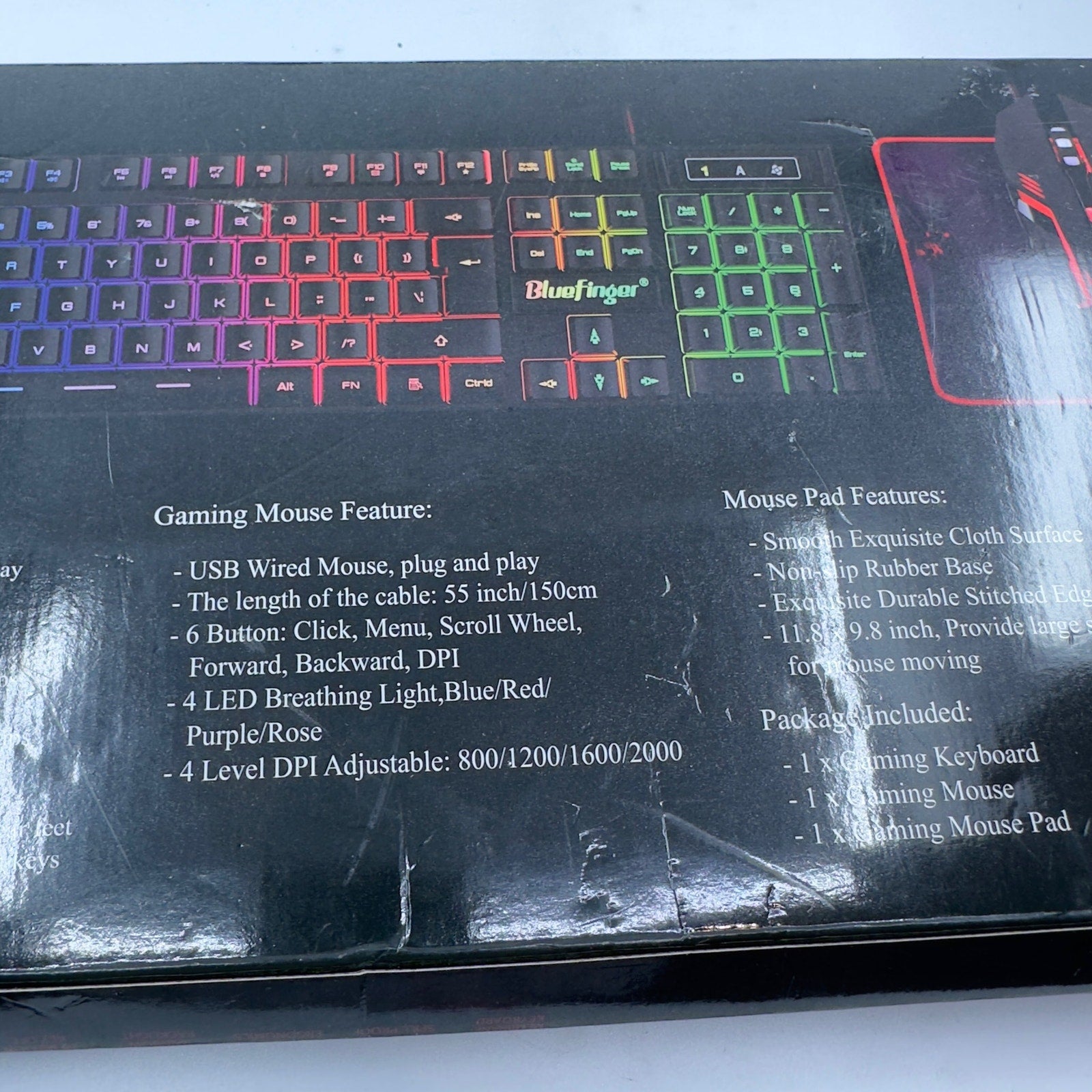 BlueFinger RGB Gaming Keyboard & Backlit Mouse Combo, USB Wired Gaming Set