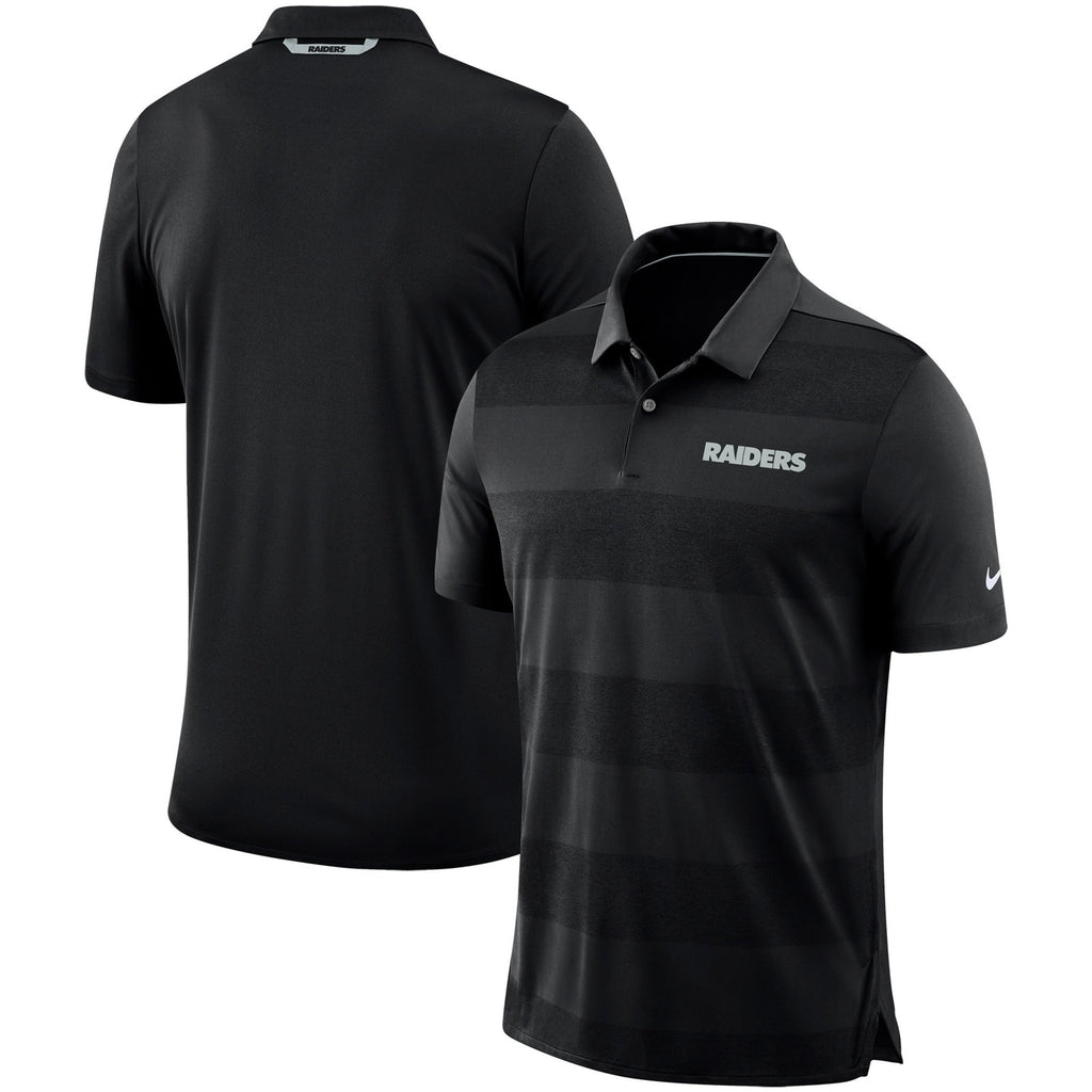 Nike Oakland Raiders Sideline Performance Polo Striped Shirt Gray Mens M