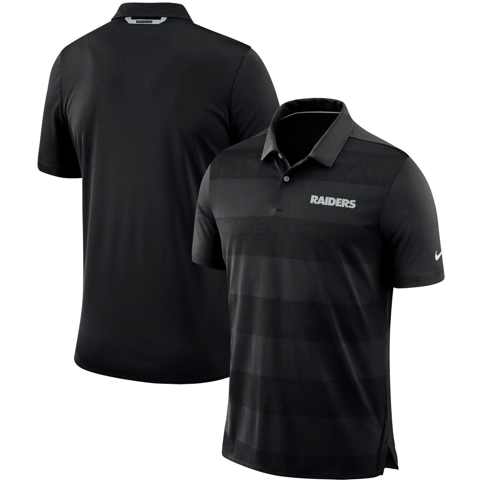 Nike Oakland Raiders Sideline Performance Polo Striped Shirt Gray Mens M