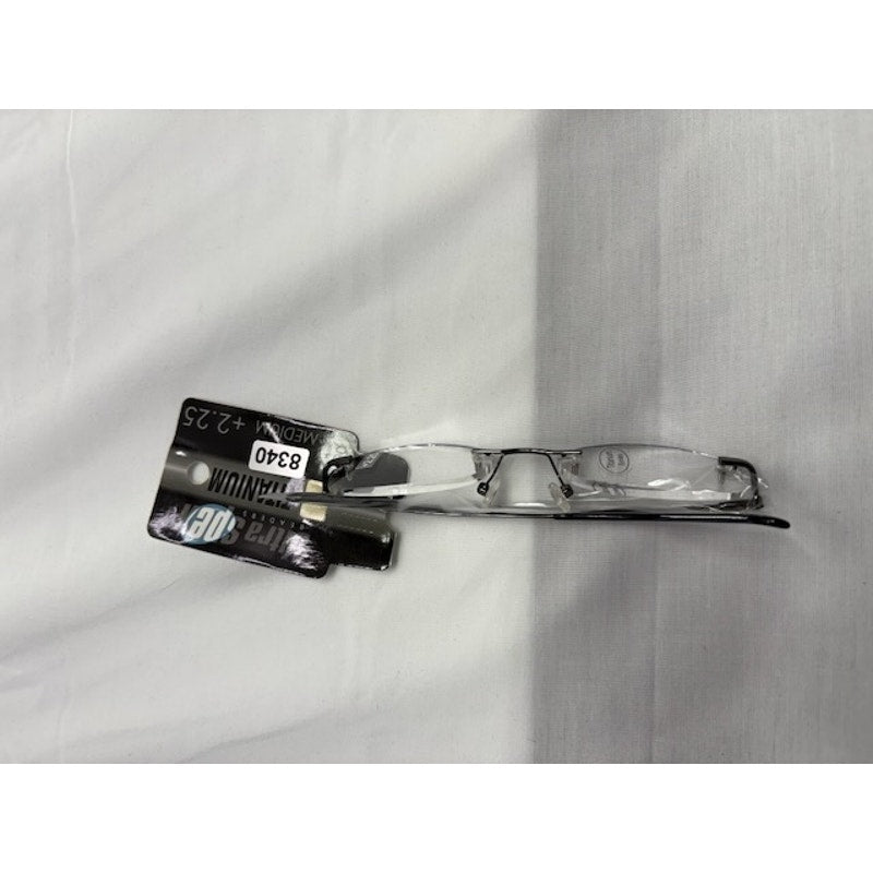 Ultra Spex Titanium Reading Glasses +2.25 Medium Lightweight Black Frame