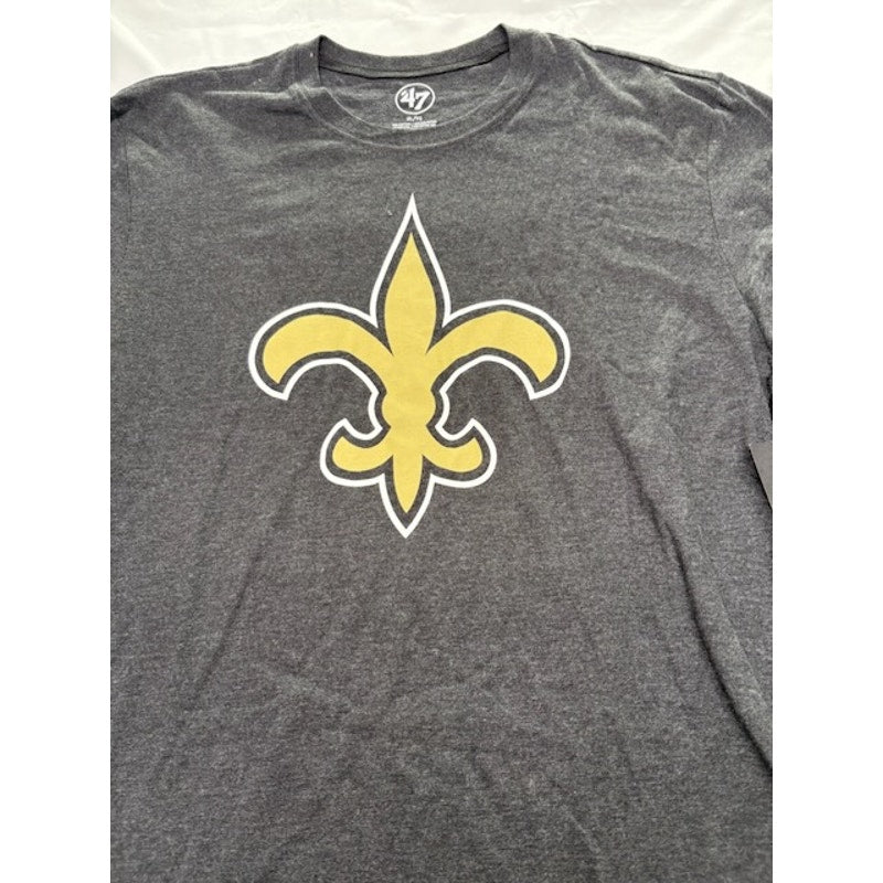 47 Brand NFL New Orleans Saints Heritage T-Shirt SS Dark Gray Mens Size XL