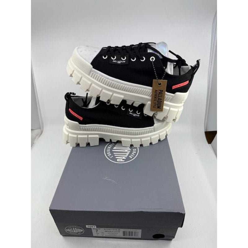 Palladium Revolt Lo Tx Platform Boots 97243-016-M Black White Womens Size 7