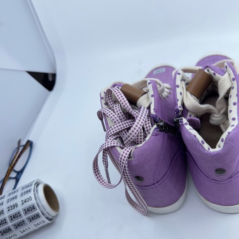UGG High-Top Sneaker Shoes Lace-Up Side-Up Canvas Upper Purple Womens Size 6W