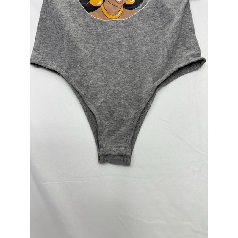 Disney Jasmine Royal Highness Graphic Bodysuit Scoop Neck Gray Women Size S