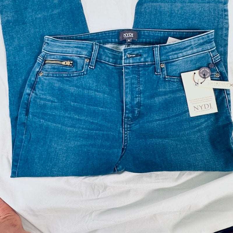 NYDJ Crop Jeans Lift Tuck Technology Pockets Denim Medium Wash Womens Size 8