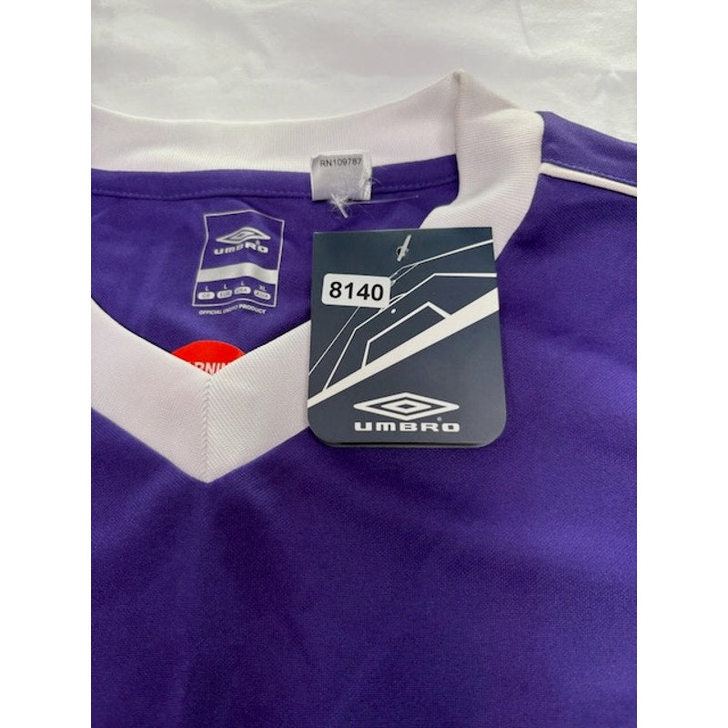Umbro Azul Soccer Jersey Shirt Short Sleeve V-Neck Purple/White Mens Size L