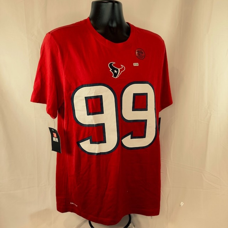 Nike Houston Texans J.J. Watt #99 T-Shirt Short Sleeve Dri Fit Red Mens Size L