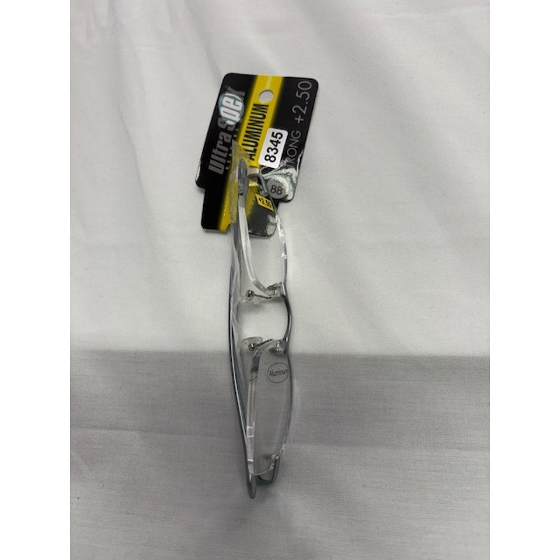 Ultra Spex Rimless Aluminum Reading Glasses +2.50 Strong Lightweight Grey