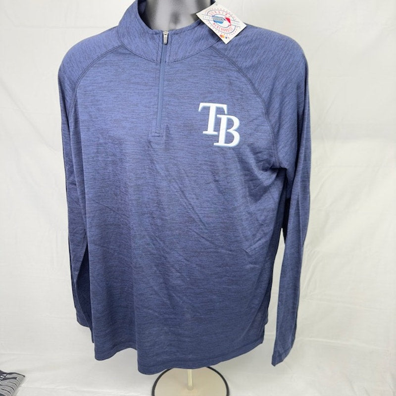 Majestic Tampa Bay Rays Contenders Welcome Quarter Zip Jacket Navy Mens L