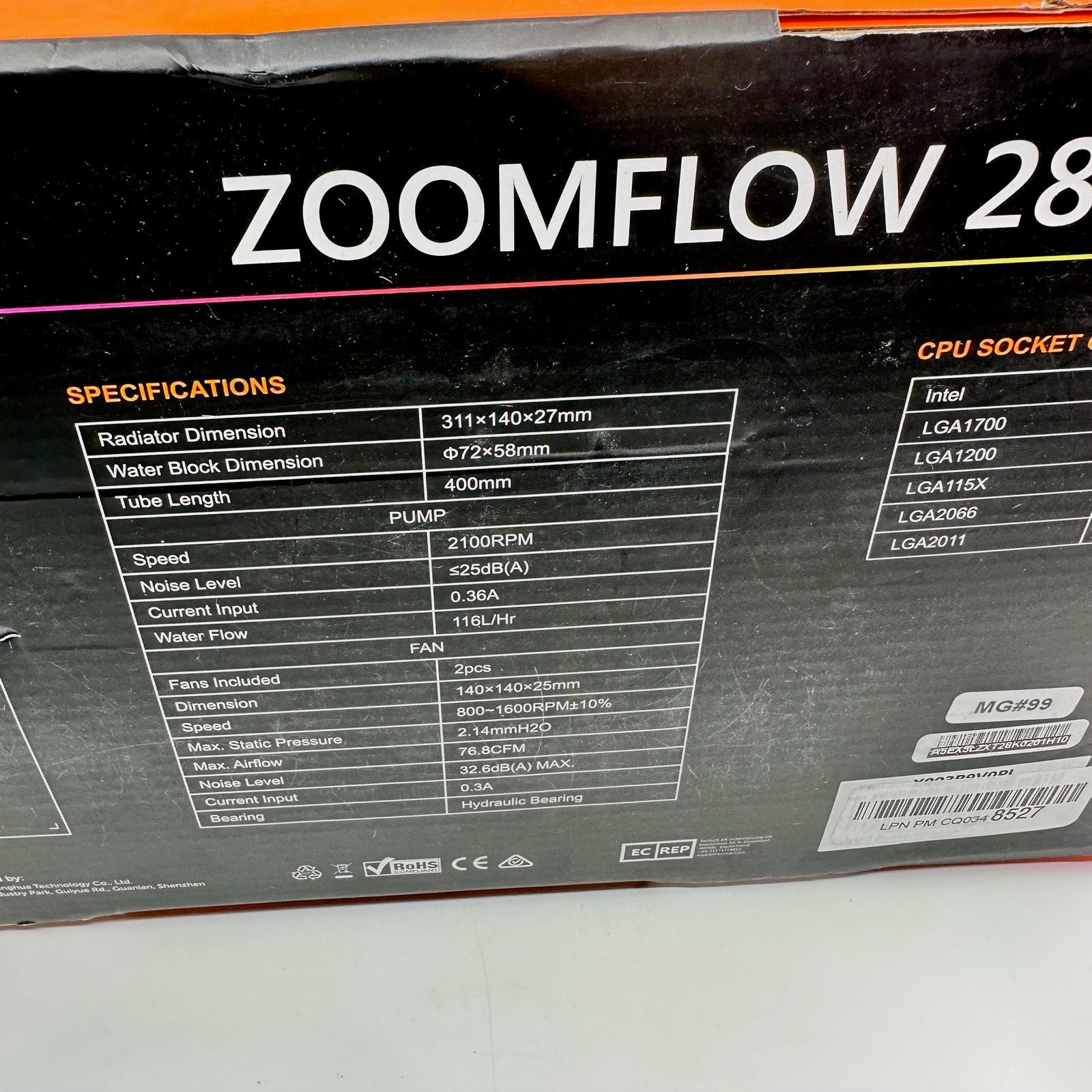 ID-COOLING ZOOMFLOW 280 XT LITE CPU Water Cooler 280mm Radiator Black